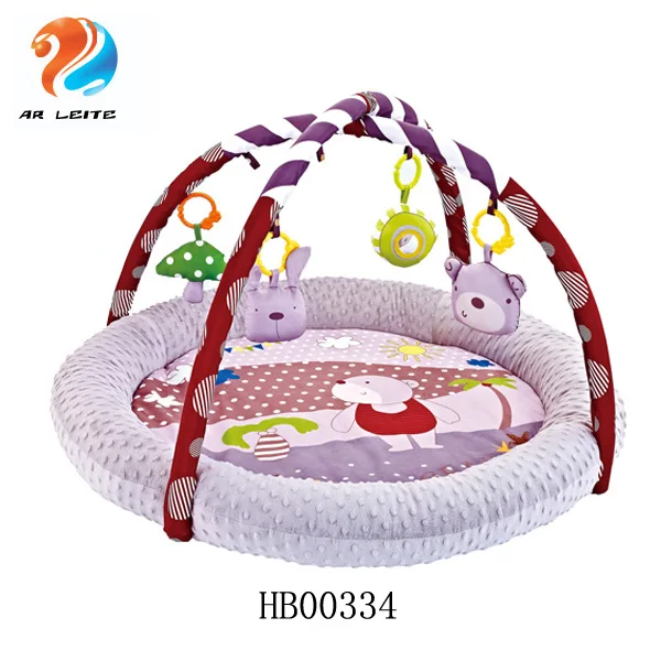 New Design Soft Plush Infant Activity Gym Baby Floor Crawling Blanket Baby Paly Gym Mat with Hanging Toys