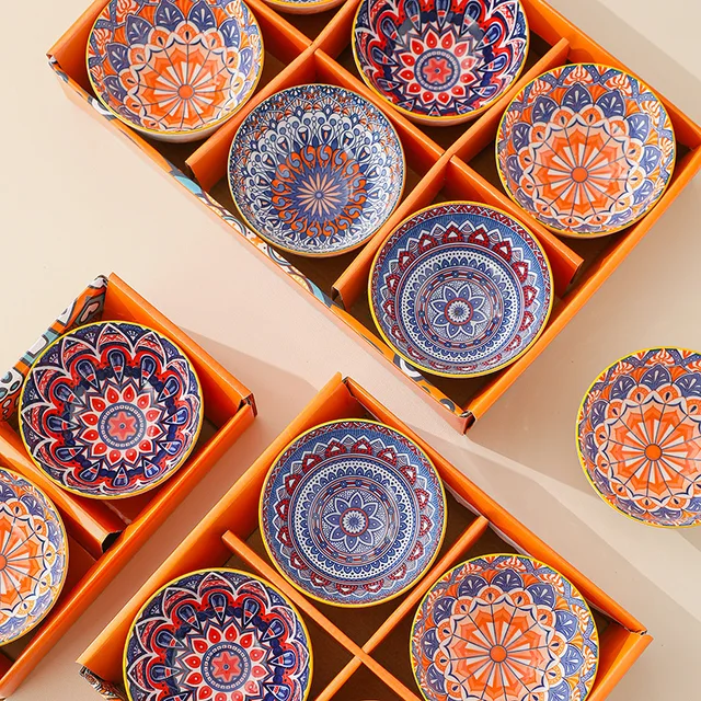 Bohemian Ceramic Tableware Bowl and Chopsticks Set Bowl, Plate and Dish Gift Set Gift Bowl