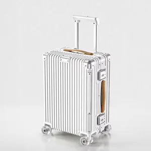 Custom ABS Unsex Custom Aluminium Luxury Business Travel Luggage Set Carry-on Suitcase  Multi-directional Wheels Trolley Bags