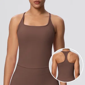 Roregal Solid Casual Anti Wrinkle Elastic Yoga Top Sleeveless t Shirts Custom Gym tank Top I-Shaped Vest