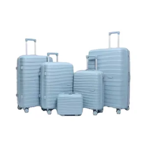 PP 4-Wheel Modern Luxury Spinner Luggage 5-Piece Set with Lock for Unisex Holiday Travel Trolley Suitcases