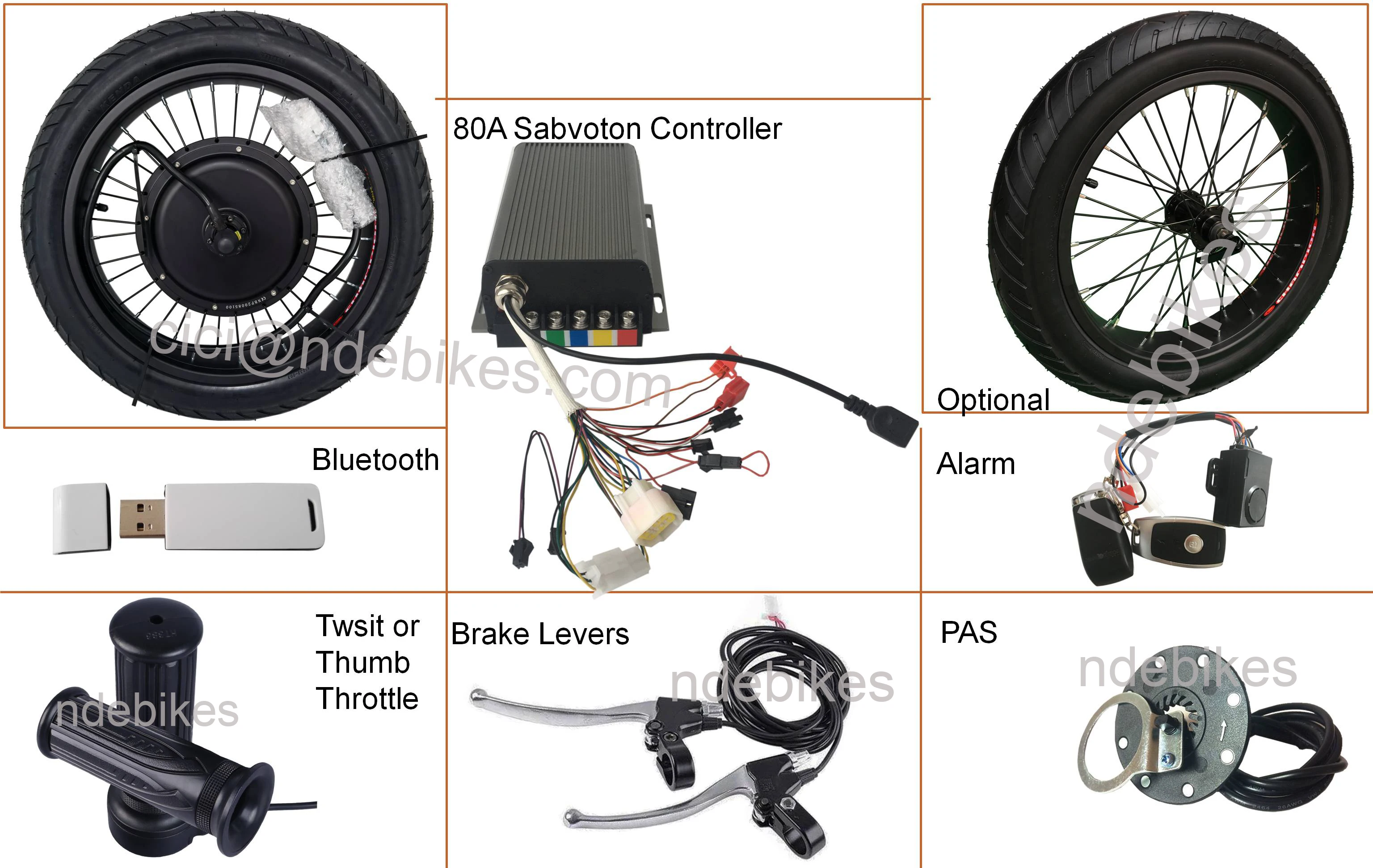 72V 5000W Electric Bike Conversion Kit - Brushless Hub Motor