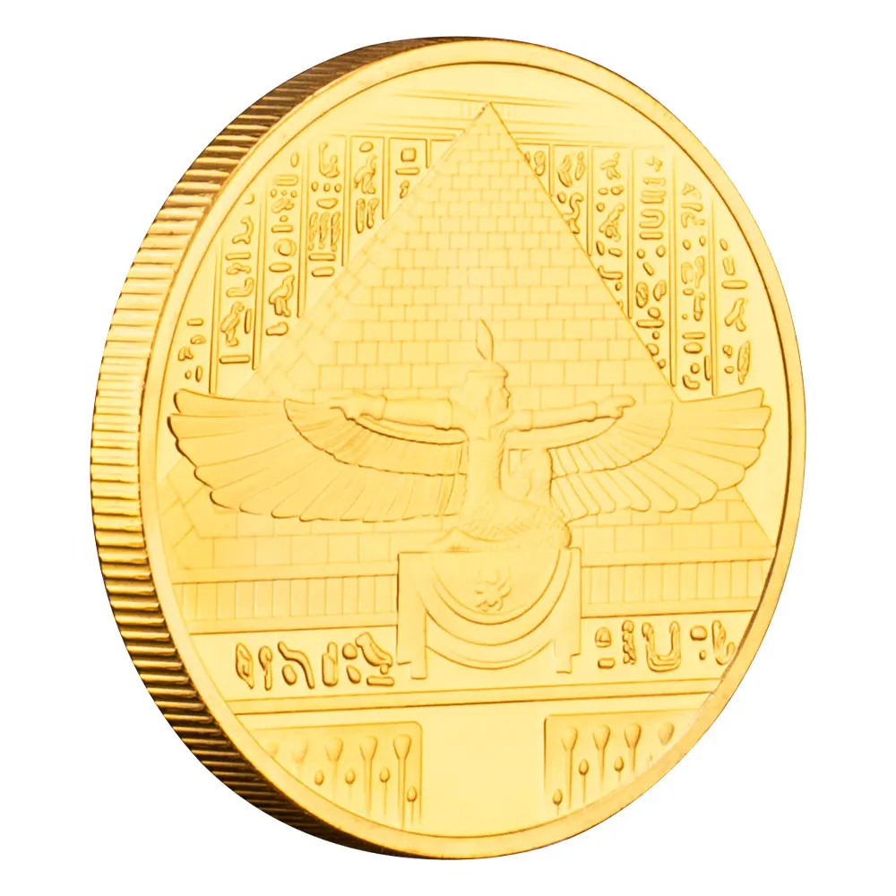Tutankhamun Pharaoh of Ancient Egypt Commemorative Coin Custom Metal Souvenir with Gold Plating Creative Gift with Logo Print