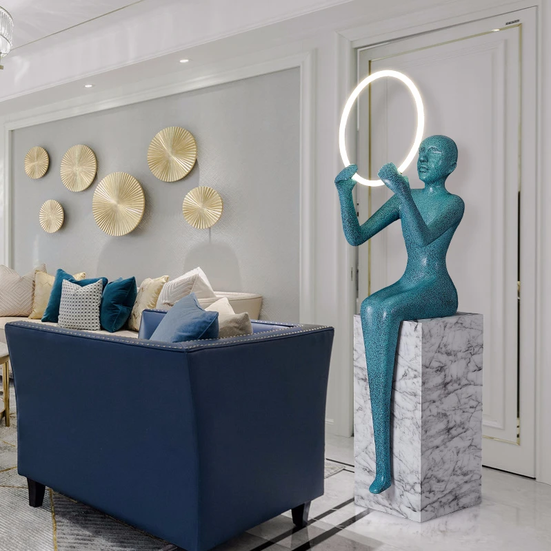 Nordic Postmodern Humanoid Vertical Abstract Sculpture Floor Lamp Sales Office Hotel Lobby Art Decoration Decoration