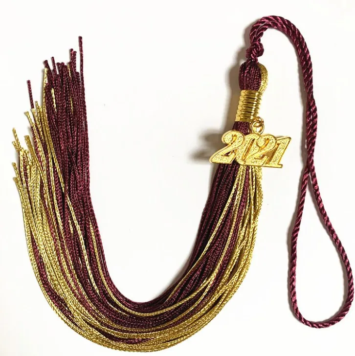 9 Inch Double Color Vertical Sense Graduation Cap Tassels With Year
