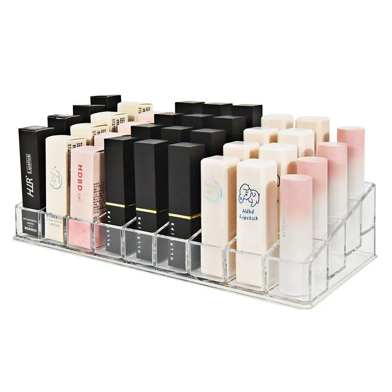 Clear Acrylic Desktop Dustproof Makeup Organizer Lip Gloss Stand