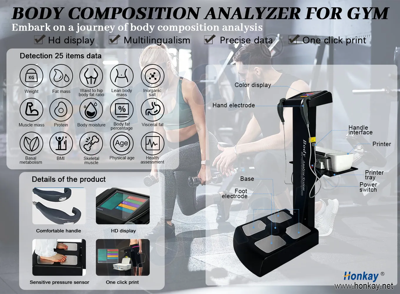 Newest Body Fat Analyzer Composite and Muscle Analyzer With Bioimpedance Machine With Printer Bioelectrical Impedance Analysis