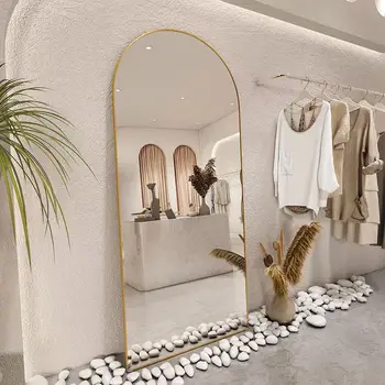 Special Design Decor Mirror Glass Sheet Modern Customized Big Shape Arch Standing Full Length Mirror Shower Bathroom Wall Mirror