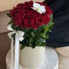 clouds and frost, 33 roses + phalaenopsis orchid