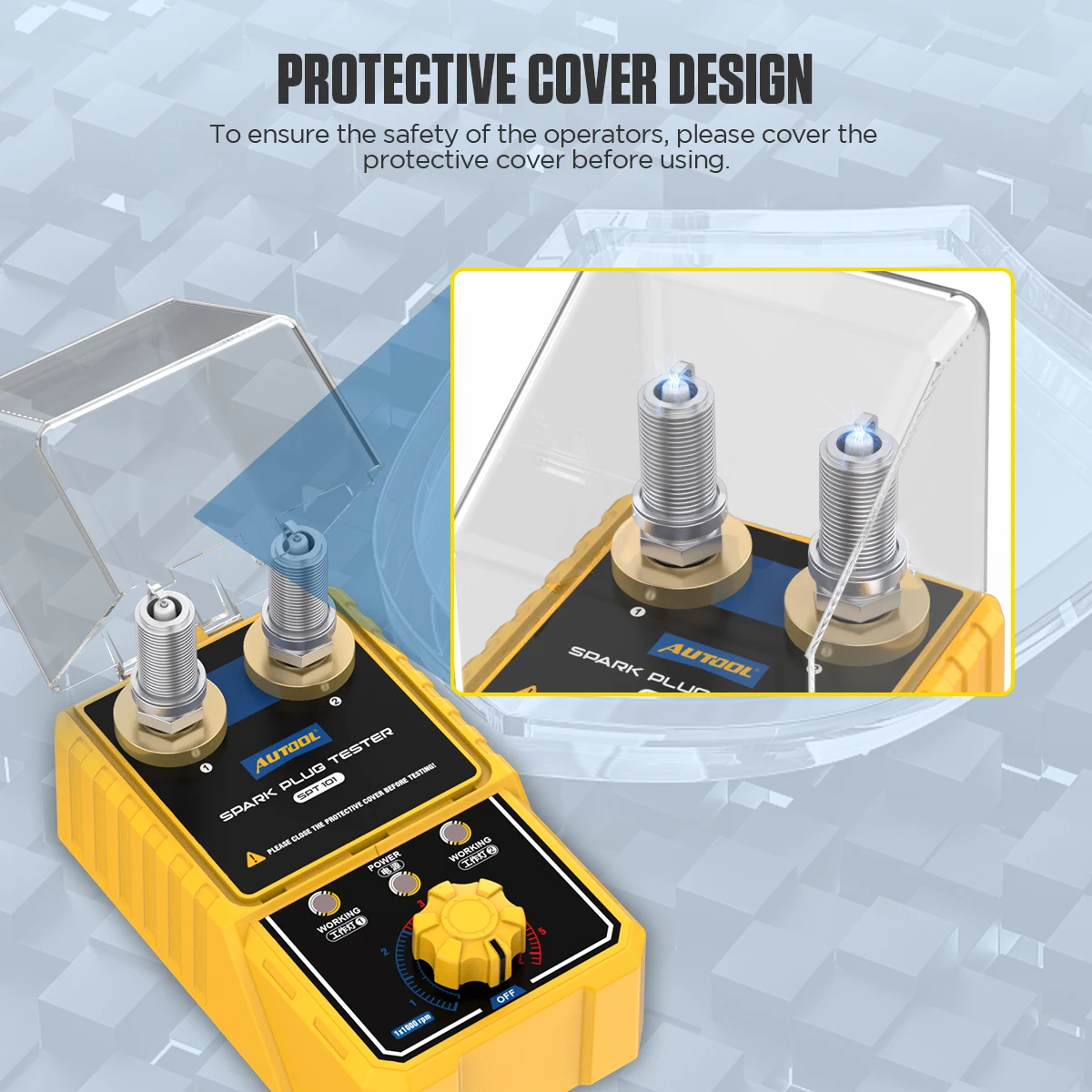 Custom Portable AUTOOL SPT101 12V Auto Ignition Test Motorcycle Spark Plug Testing Machine Gap Tester Test With Cover