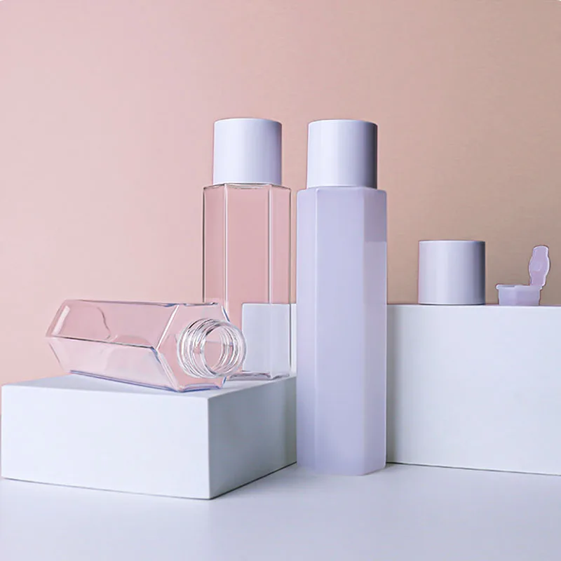 Custom 80ml 90ml 110ml 130ml Cosmetic Lotion Toner Bottle Unique Hexagon Face Cream Plastic Bottle