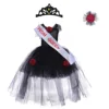 Dress + crown + ribbon + corsage