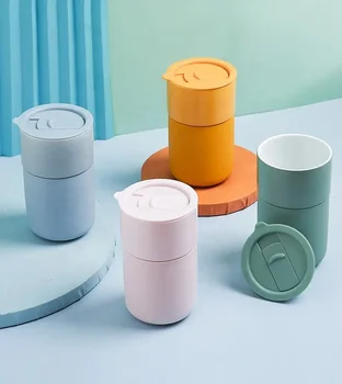 Eco-Friendly Ceramic Mug Protective Silicone Sleeve On-the-Go Reusable Cup for Coffee or Tea Multicolor Maka With Lids