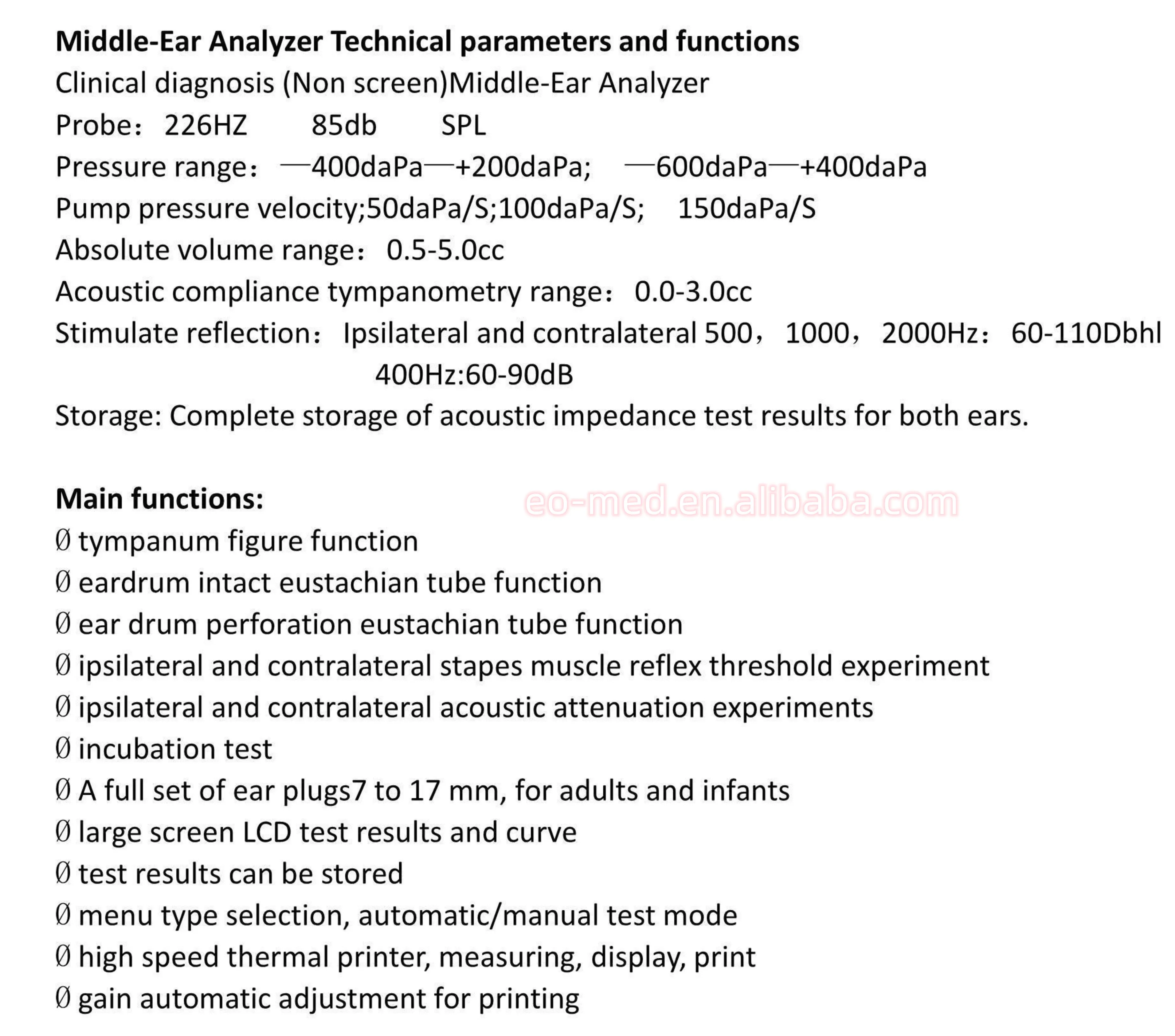 Ent Devices Hearing Test Instruments Portable Audiometer Tympanometry