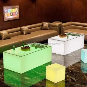 Portable Outdoor Illuminated Glowing Coffee Table Waterproof Plastic Color Changing Led Furniture