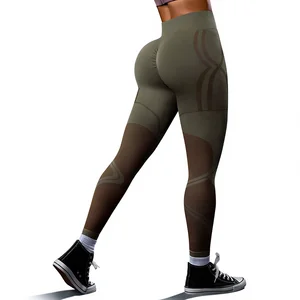 Customized Wholesale Women's Yoga Pants Striped Design Breathable Elastic Butt Lifting Leggings Workout Gym Wear