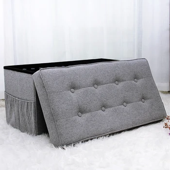 Customized Popular Long Bench Button Design Colourful Folding Storage Sleeper Ottoman Bench