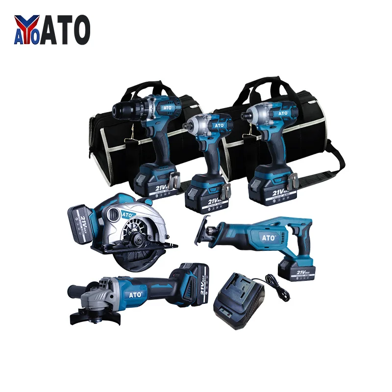 ATO  Power Tools N in One Wholesale Industrial 3.0Ah 4.0Ah 5.0Ah 21V Cordless Tool Kits Power Tool Combo Kits