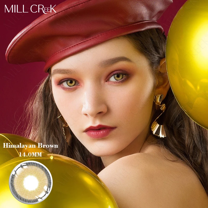 wholesale yearly cat eye crazy lens luxurious contact lens case sweety topaz