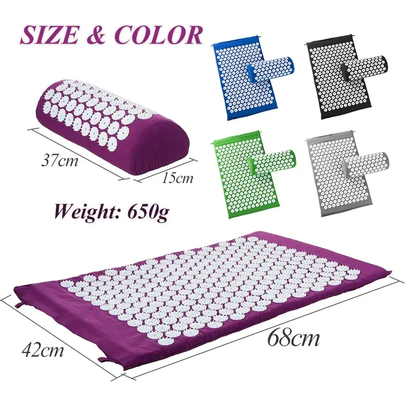 l0094 eco friendly yoga mat massage acupressure mat organic acupuncture foot mat and pillow sets for body health-9
