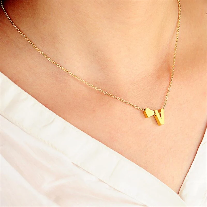 26 Letter Necklaces Alloy Gold/silver 