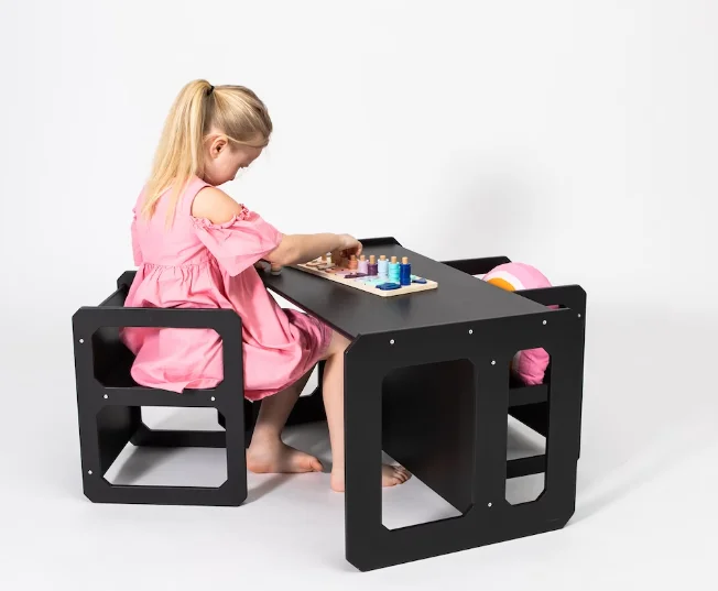 Modern Wooden Kids Study Table And Chairs Custom Suitable For Children