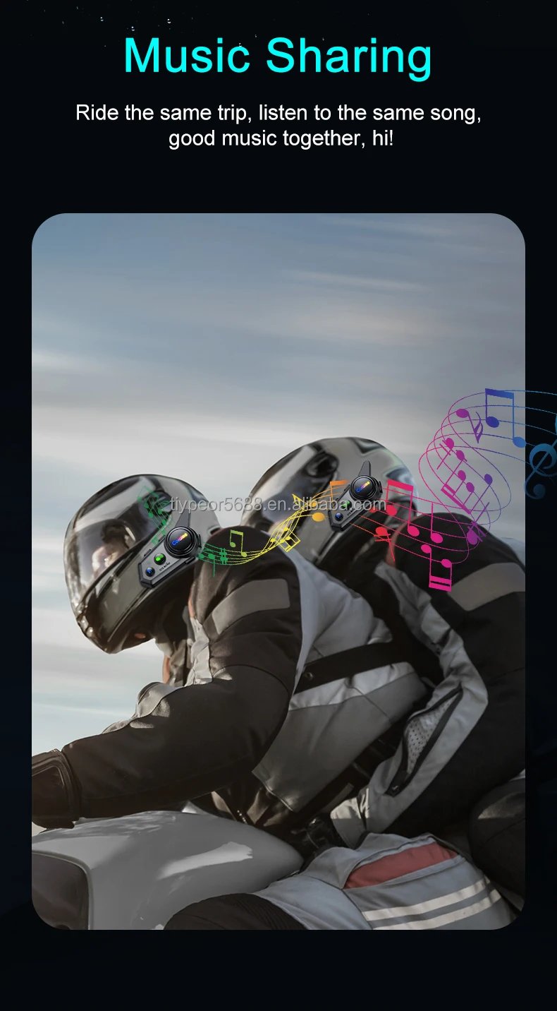 product tiypeor motorcycle intercom 1000 meter mesh bt intercom with music sharing helmet speaker headset intercom-4