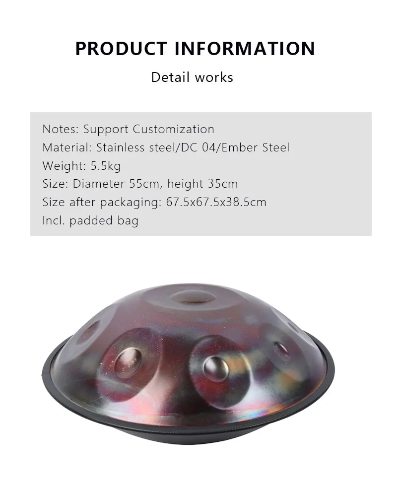 Best Tuner Handmade Handpan Drum Stainless Steel 10 Notes C# Amara ...