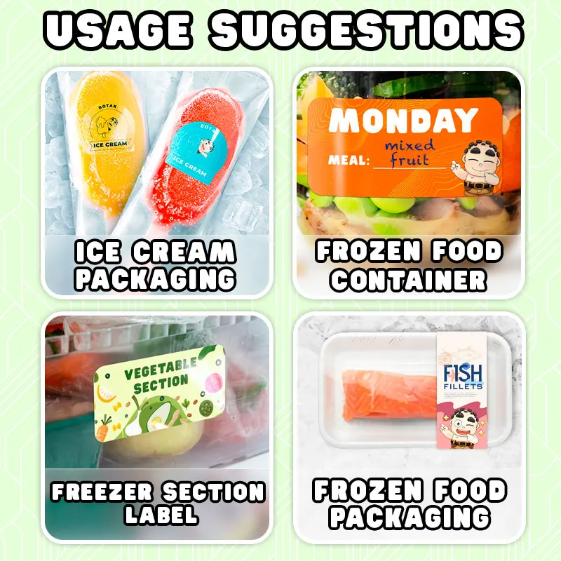 Freezer Proof Ice Cream Sticker Label Custom Printing Waterproof Adhesive Frozen Food Packaging Label Stickers