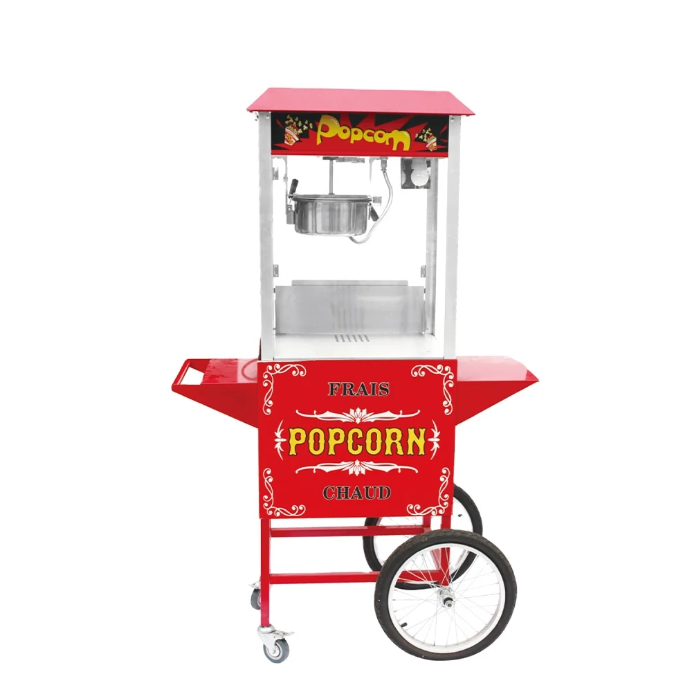 Commercial High quality Automatic 8oz Popcorn Machine with cart single Kettle Popcorn Making Machine