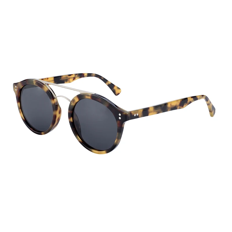 High Quality Custom Acetate Polarized Sunglasses with Double Bridge Transparent Frame and TAC Lenses