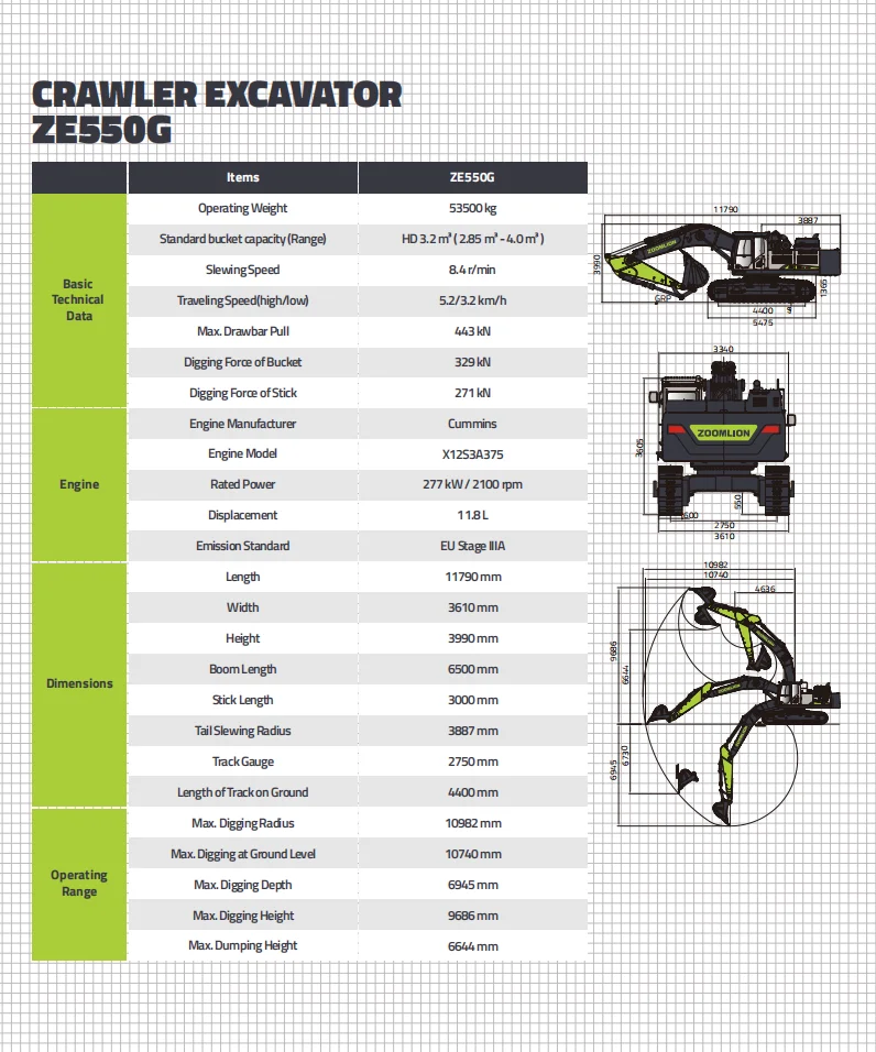 ZOOMLION ZE550G 55ton Excavator - High Efficiency Mining Digger