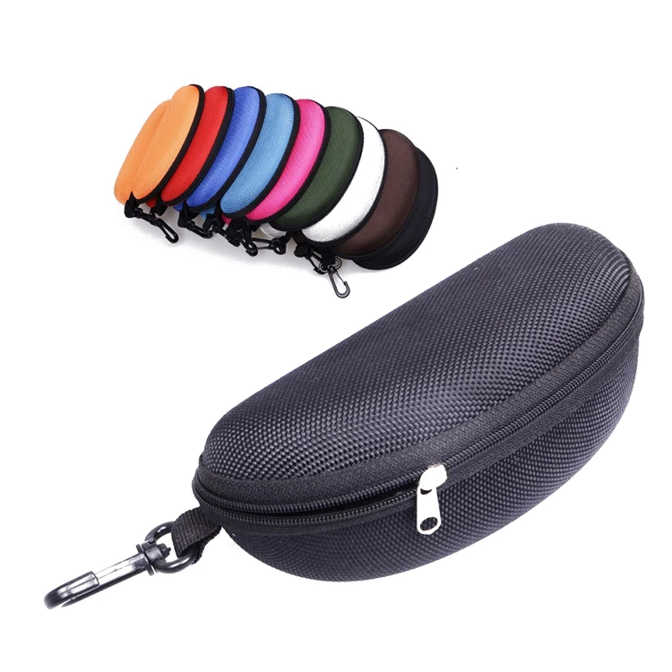 Custom Embossed Logo Zipper Glasses Box Portable EVA Hard Shell Eyeglasses Case with Belt Clip for Outdoor Sunglasses