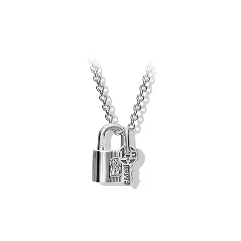 Wholesale Year of the tiger new eternal love lock key Necklace Sterling  Silver S925 basic clavicle chain From m.