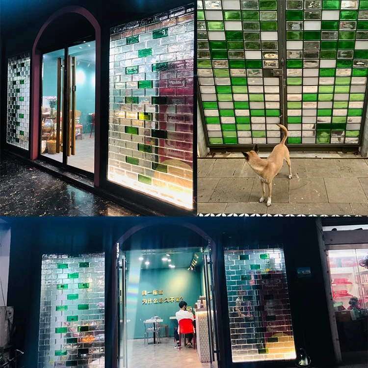 Blue Color Glass Brick Block for Showcase Wall Crystal Hot Melt Building Glass Blocks Bricks Rectangular Solid Glass Bricks Wall