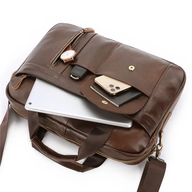 Custom Men's Laptop Bag Briefcase Genuine Real Leather Men Leather ...