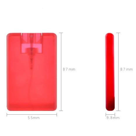 Hot Selling 20ml Plastic Credit Card Pocket Size Flat Perfume Mist Spray Bottle in Stock