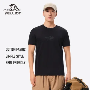 Pelliot 100% Cotton T-Shirt Men's Outdoor Casual Sports Mountainner Running Hiking Breathable Skin-friendly Short Sleeve Shirts