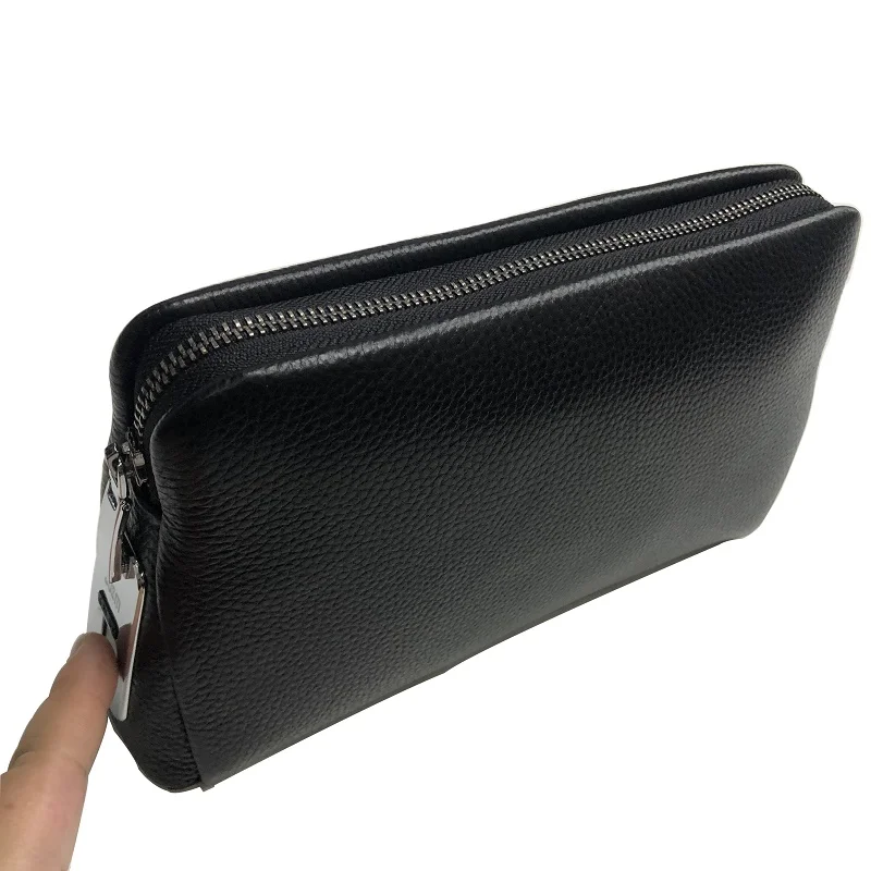 Hot Item] Genuine Leather Business Clutch Bag Men Handbag Fingerprint Lock  Hand Bag