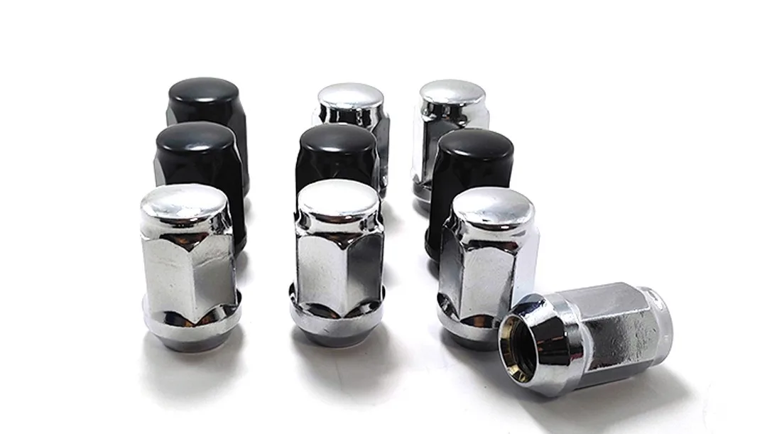 Car Wheel Accessories Bulge Acorn Hex Lug Nut 12x1.5 Black Hex Flat Top