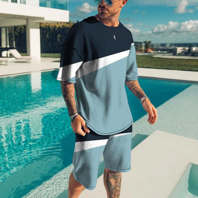 2023 Newest Men T Shirt Set 3D Print Cool Men's Clothes Outfits Casual Beach Shorts Suit Street Popular Tracksuit 2222_voghion.com
