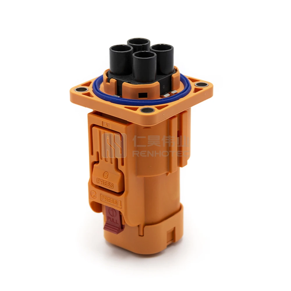 4Pin Panel Mount High Voltage Distribution Box Battery PAK Connector PDU Power Connector Plastic Shell Electric Vehicle Plug
