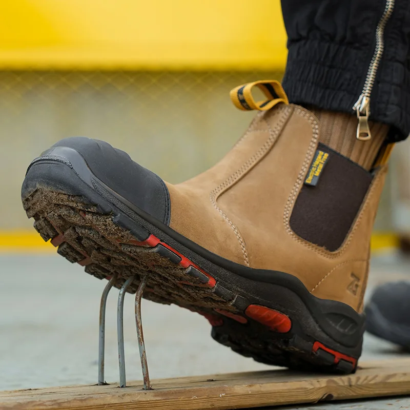 L603-1 No Lace Design Safety Boots Black , Nubuck Leather Smash
