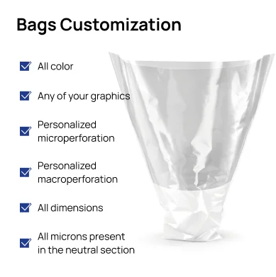 Customizable Macro Cast PP 40 Micron Perforated 2-Sided Plastic Bags Moisture Proof Packaging for Plants and Flowers Available