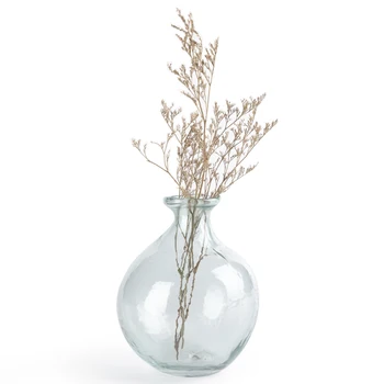 luxury home decor modern Simple round blue vase clear flower vase