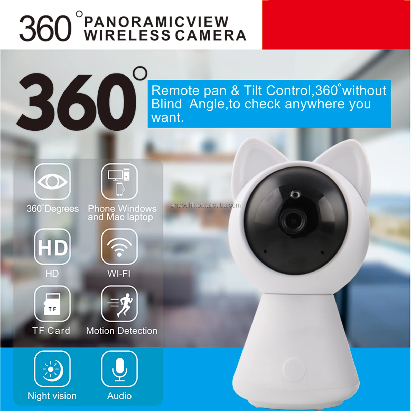 A5 Caméra Surveillance WiFi Intérieur 1080P 2MP HD animal de