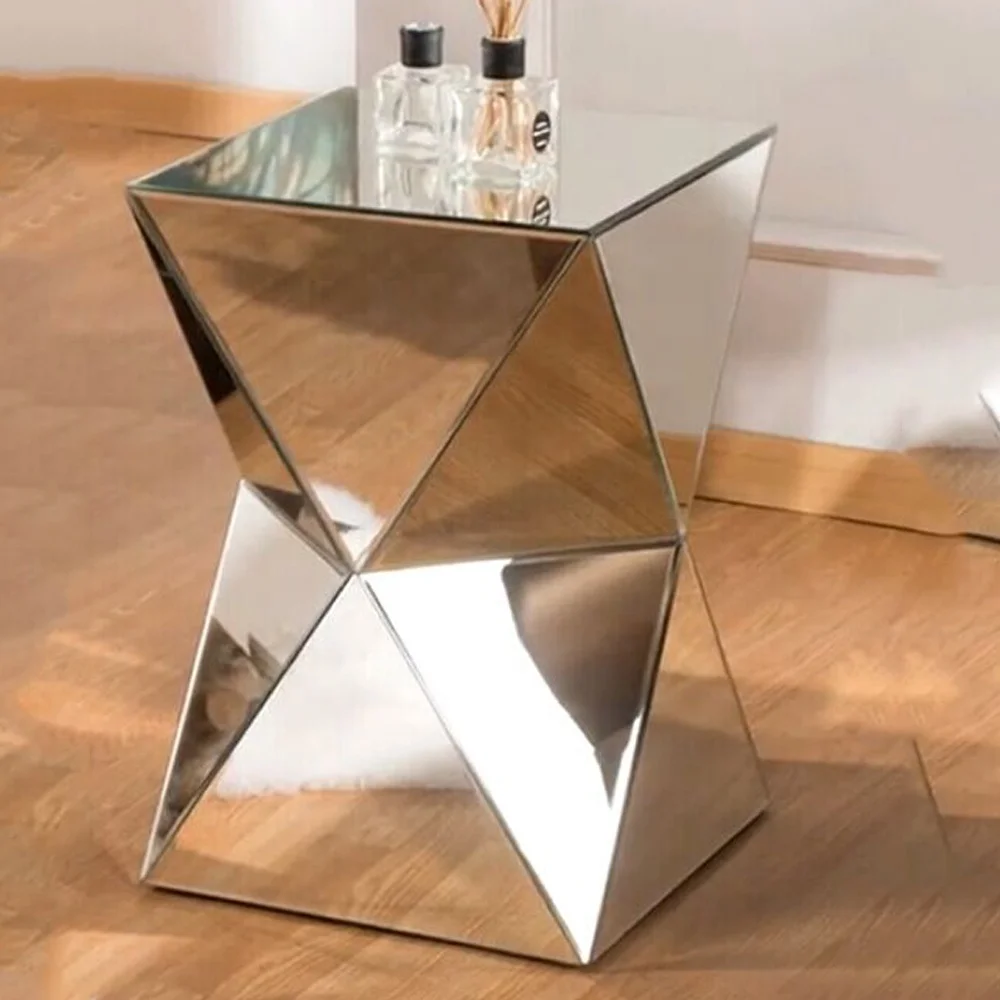 Modern Polygon Mirror Side Table Luxury Small Mirrored End Table Buy