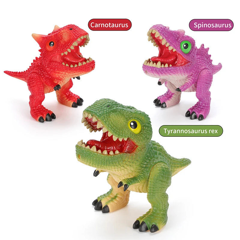 Custom Role Play Game Battery Operate Pretend Play Big Cute Rubber Human Stretchy Hand Dinosaur Puppet With Sound for Children