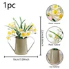 Pianta di narciso artificiale in vaso da 22 cm + bianco e giallo