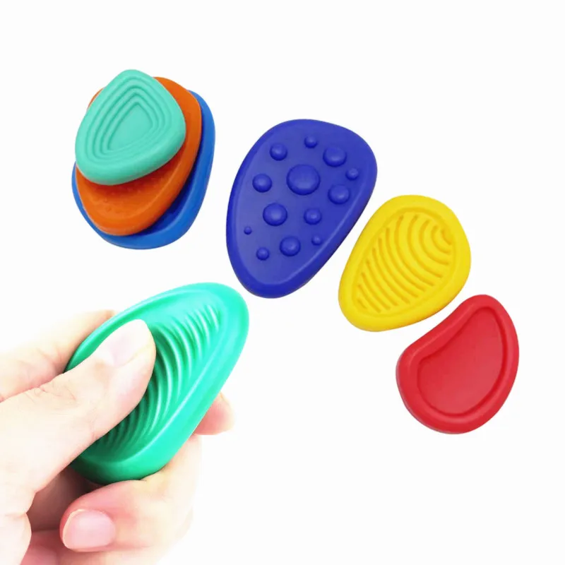 Autism Calming 6 Pack Textured Soft Worry Stone Stress Fidget Toys Sensory Stone for Kids Anxiety Relief